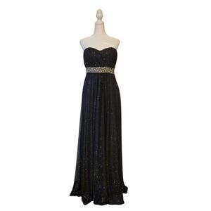 My Michelle Embellished Glitter Prom Strapless Long Gown Black Womens 11 Juniors